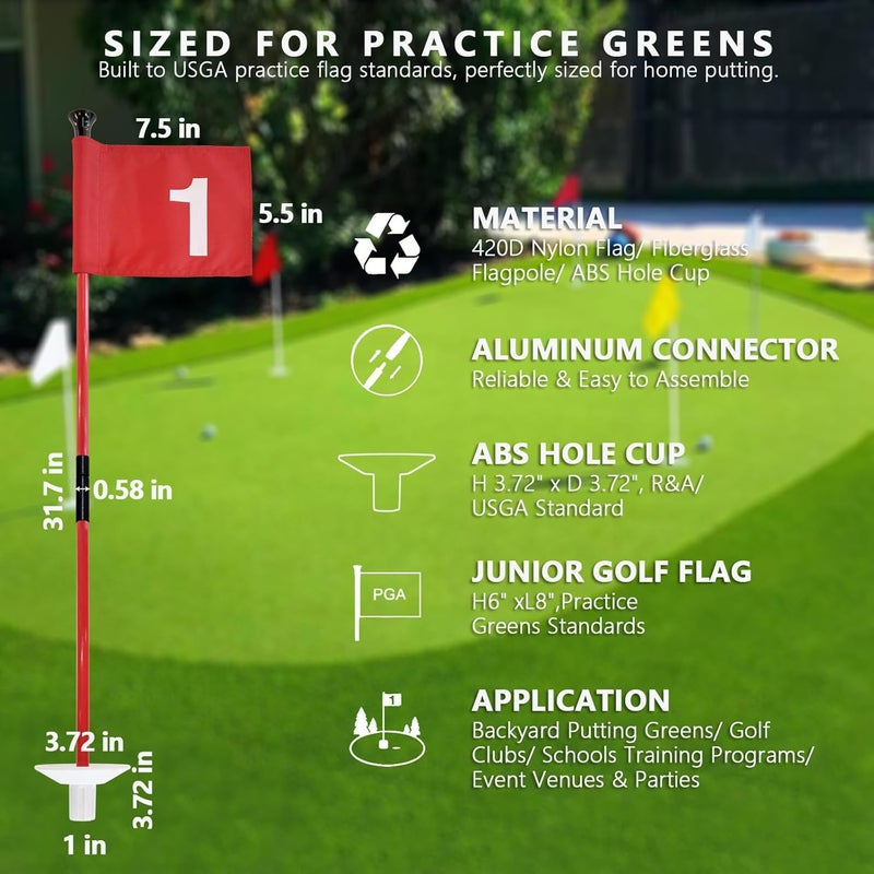 Yoxojv olf Flagstick with Flag Surface - Portable Design, Ideal for Yard Practice Putting Green - Image 4